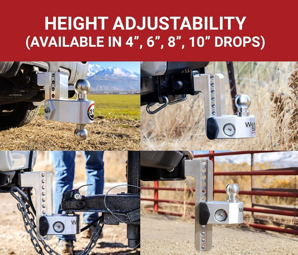 Weigh Safe Aluminum Trailer Hitch, 2" Receiver, 10" Drop, 2-Piece Lock