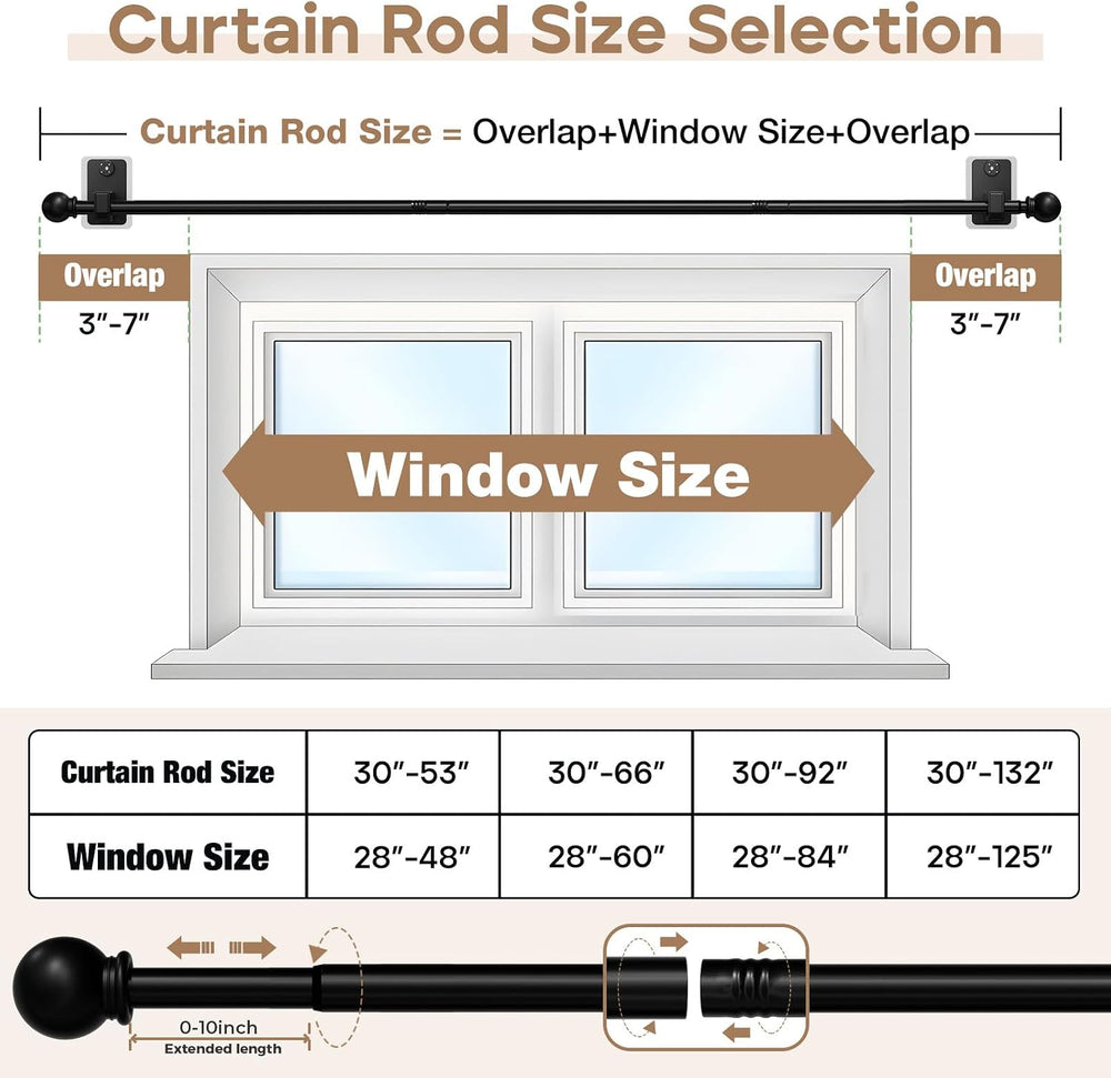 No-Drill Curtain Rod with Adhesive & Pin-Nail Mount System - Renter Frien...