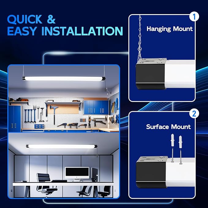 hykolity 4FT 120W LED Shop Light Linkable, 5000K Utility Shop Lights