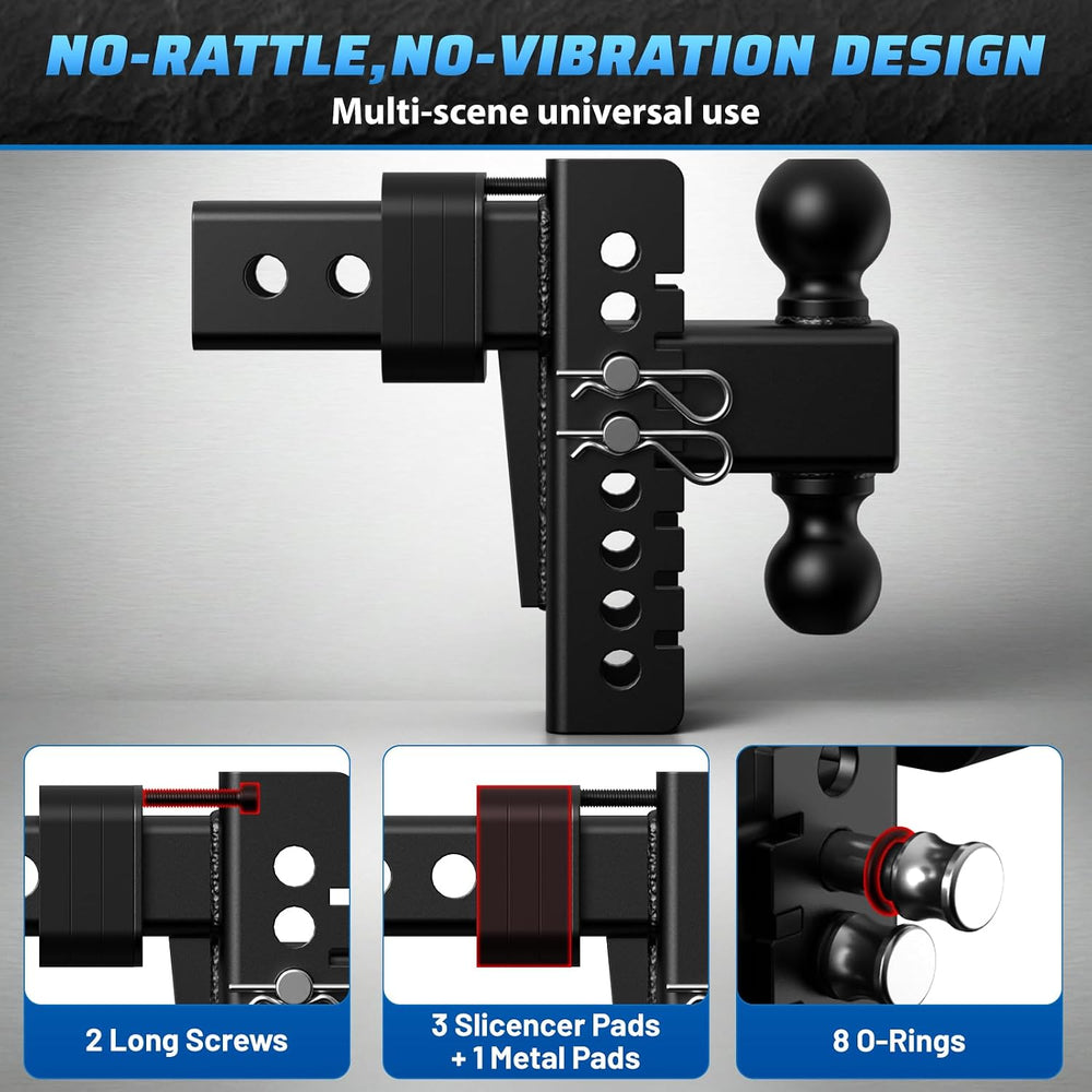 Adjustable Trailer Hitch, 6In Drop Hitch Only Fit 2.5 Inch Receiver