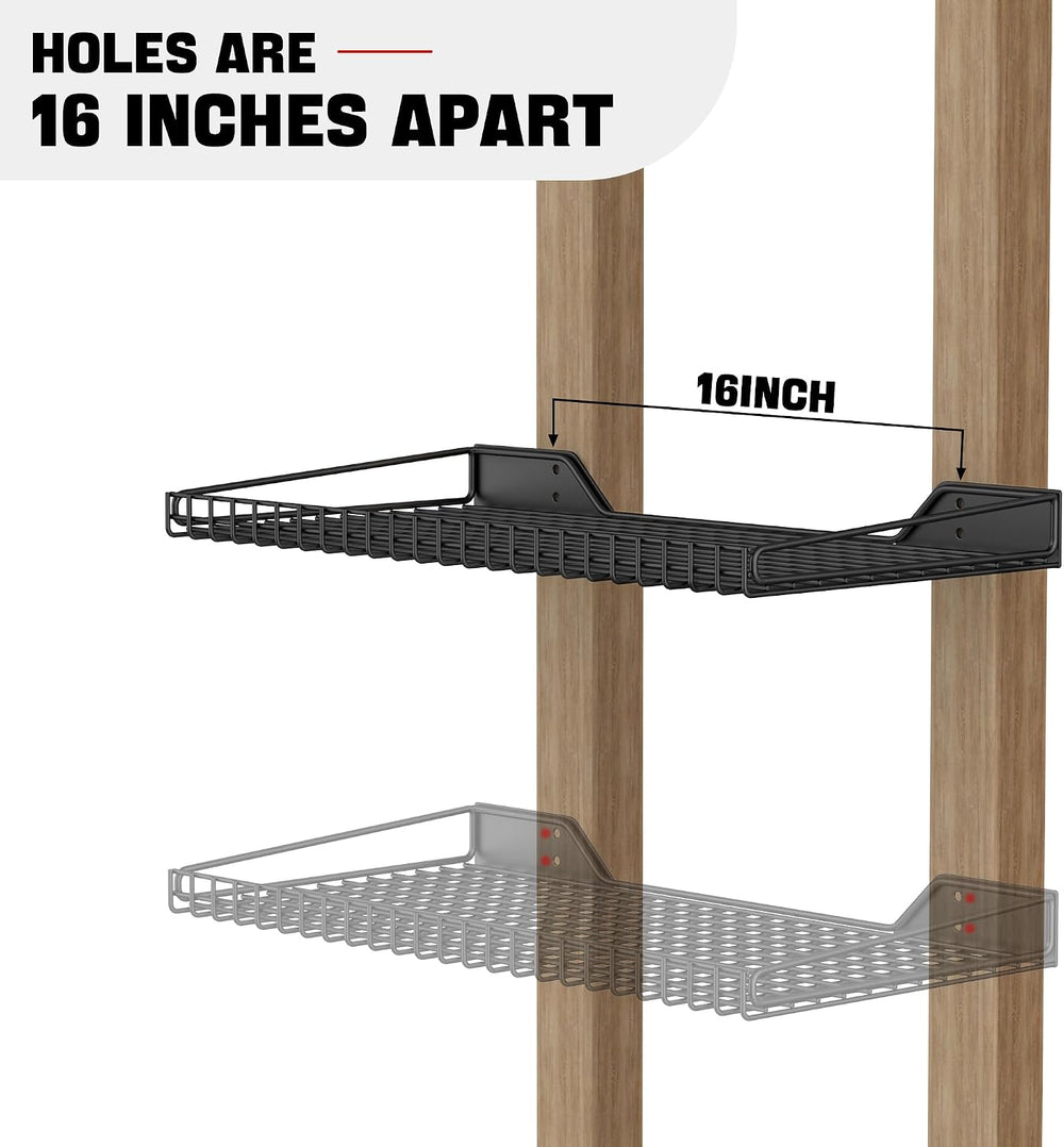 Ultrawall Wall Mounted Storage Shelf for Garage, 2 Pack Metal Shelf Rack