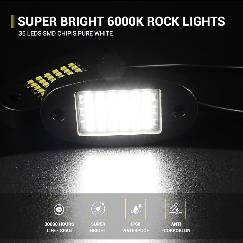 Hovano 20 Pods White Rock Lights 6000K Pure White 36 LEDs SMD Chips Super Bri...