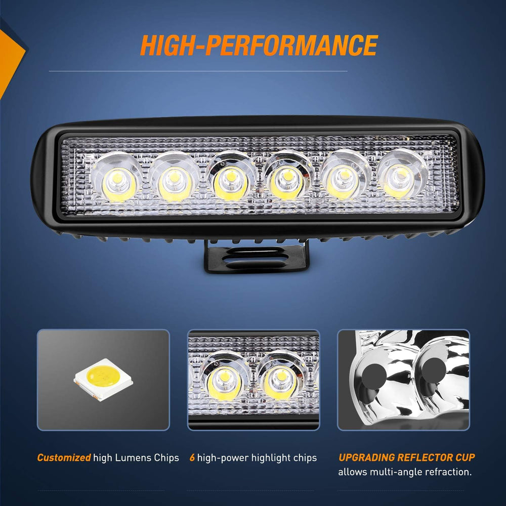 Nilight - 15019S-D Led Light Bar 4PCS 18w Spot Driving Fog Light Off Road Lig...