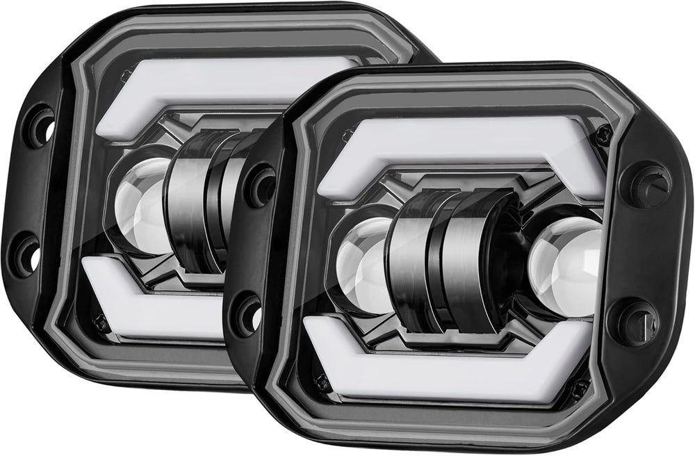 Flush Mount LED Pods with DRL, 2pcs 5Inch 80W Driving Lights Spot Flood Combo...