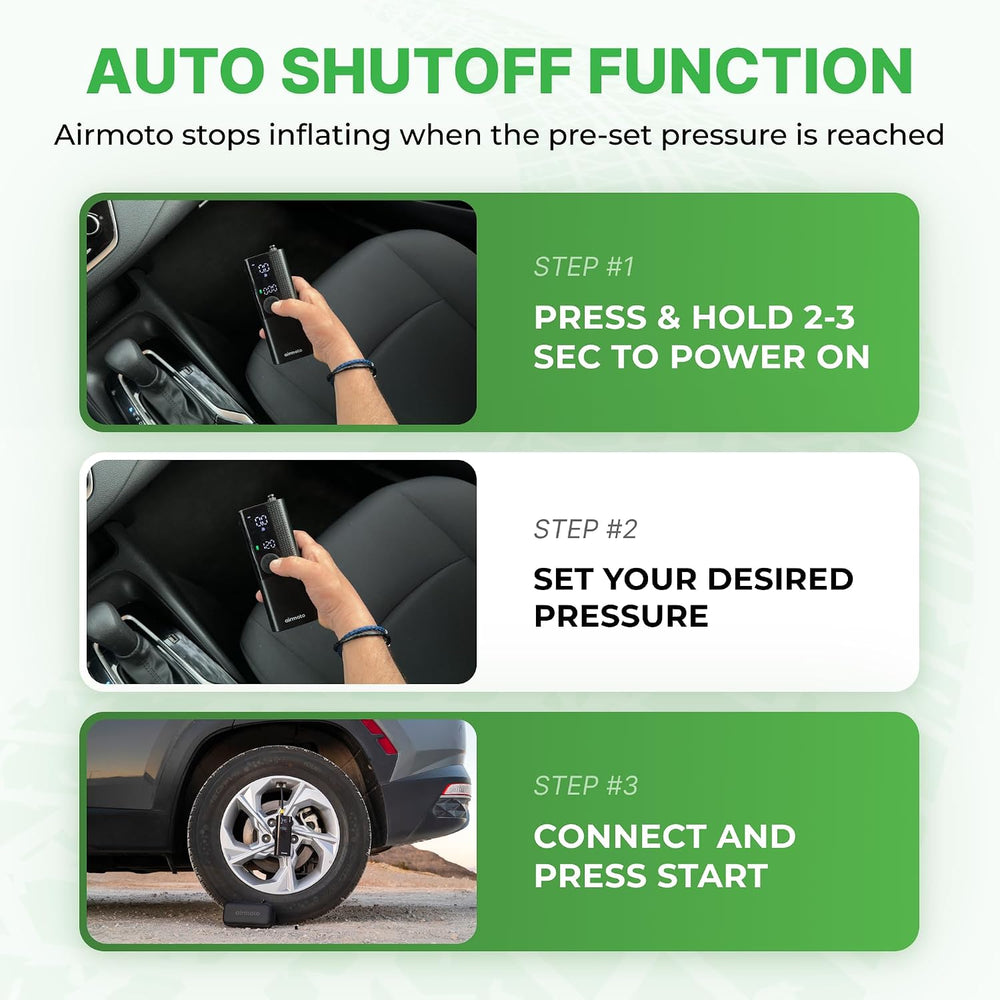 Airmoto Portable Tire Inflator and Hard Carrying Case Bundle