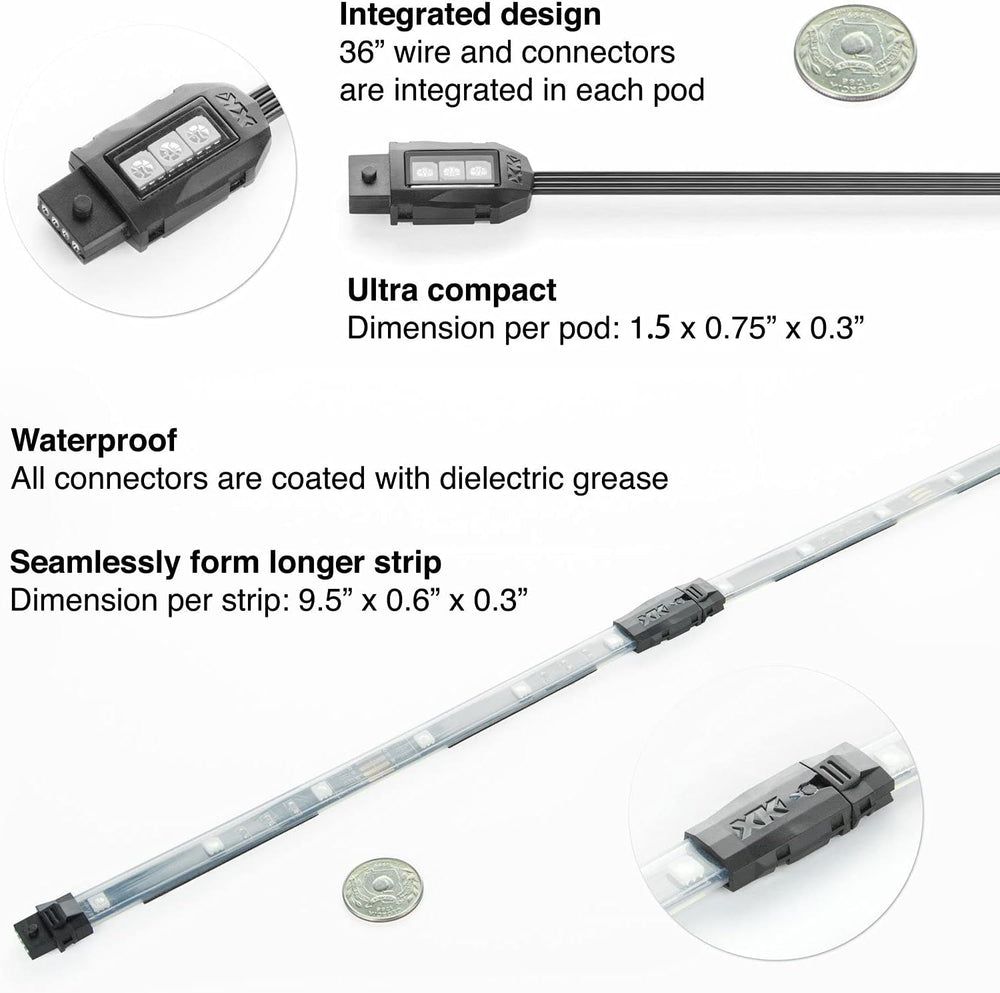 XK-GLOW KS-MOTO-ADVANCE 10 Pod 8 Strip 2nd gen XKchrome App Control Motorcycl...