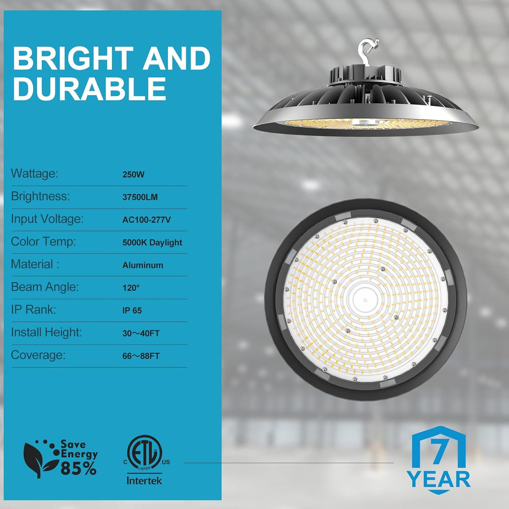Lightdot 8Pack LED High Bay Light 250W 37500lm, AC100-277V 5000K High Bay LED...