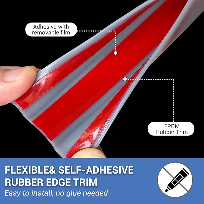 Rubber Edge Trim, Flexible Edge Banding, 5/8" U Channel Furniture Edge P...