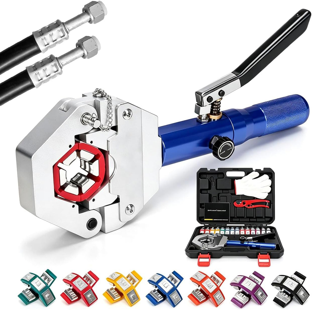 Hydraulic AC Hose Crimper Kit with 7 Snap-On Dies