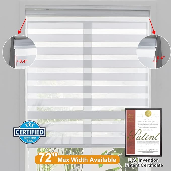 Persilux Dual Layer Polyester Window Shade, Cordless Zebra Blinds, 35.5"...