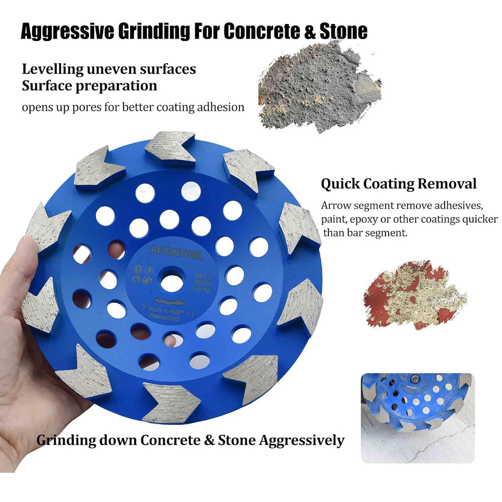 7 in.x 5/8-11 in. Abor Threaded 10 Arrow Segments Grinding Cup Wheel (5/8&quo...