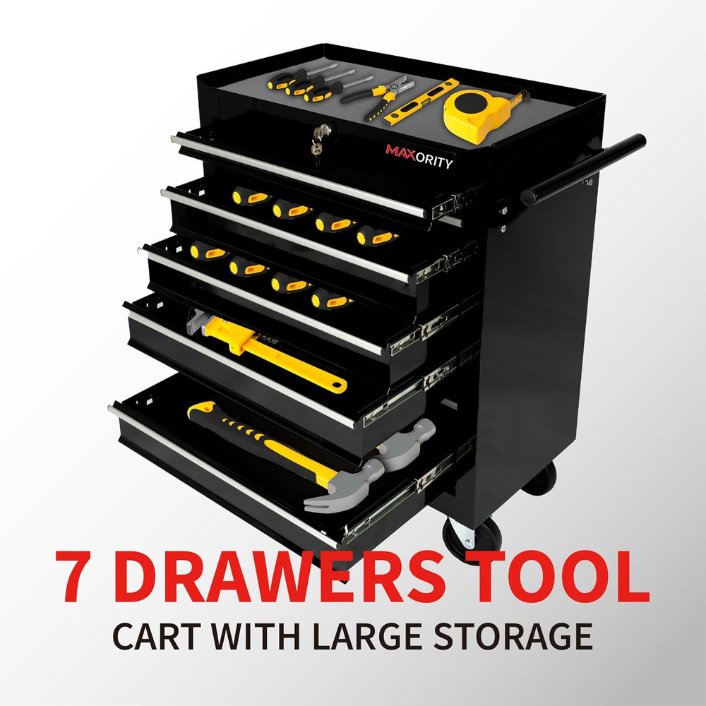 Maxority 7-Drawer Heavy-Duty Rolling Tool Chest Cabinet with Lock Mobile Cart...