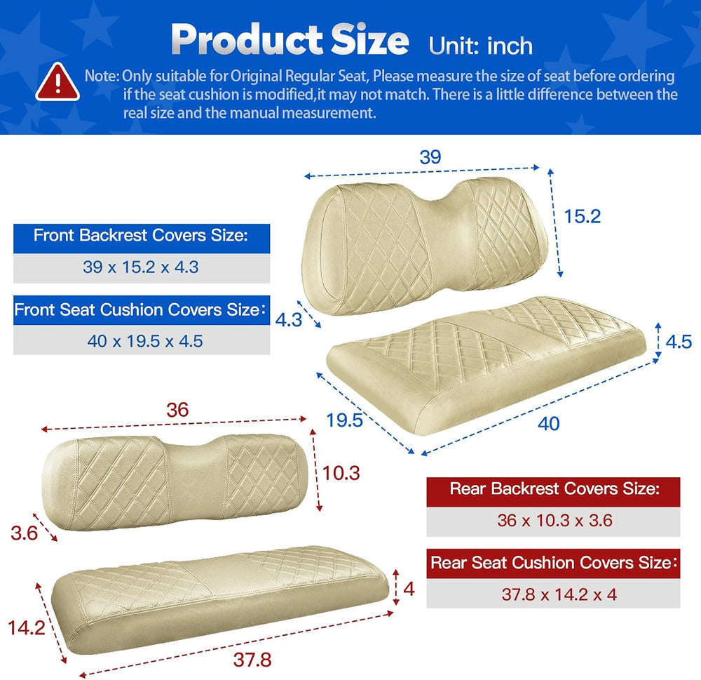 Golf Cart Seat Covers 4 Piece Fits Club Car Precedent Standard Seat