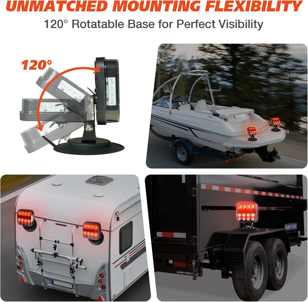 Wireless Trailer Lights with Strobe Mode, Magnetic Tow Tail Light