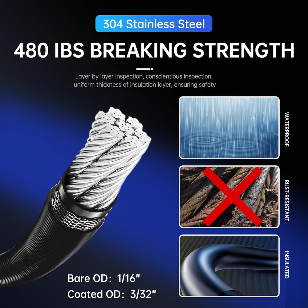 165FT String Light Hanging Kit,304 Stainless Steel Cable