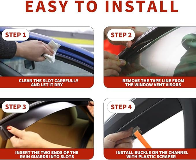 in Channel Rain Guards for 2021 2022 2023 2024 Nissan Rogue S, Smoke Tinted (...