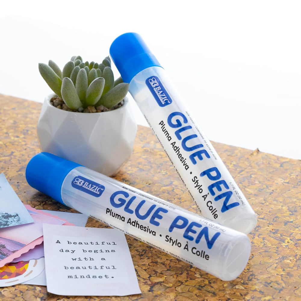 BAZIC Products Clear Glue Pen, 1.7 Fl Oz, Acid-Free, 2 Count, 24-Box