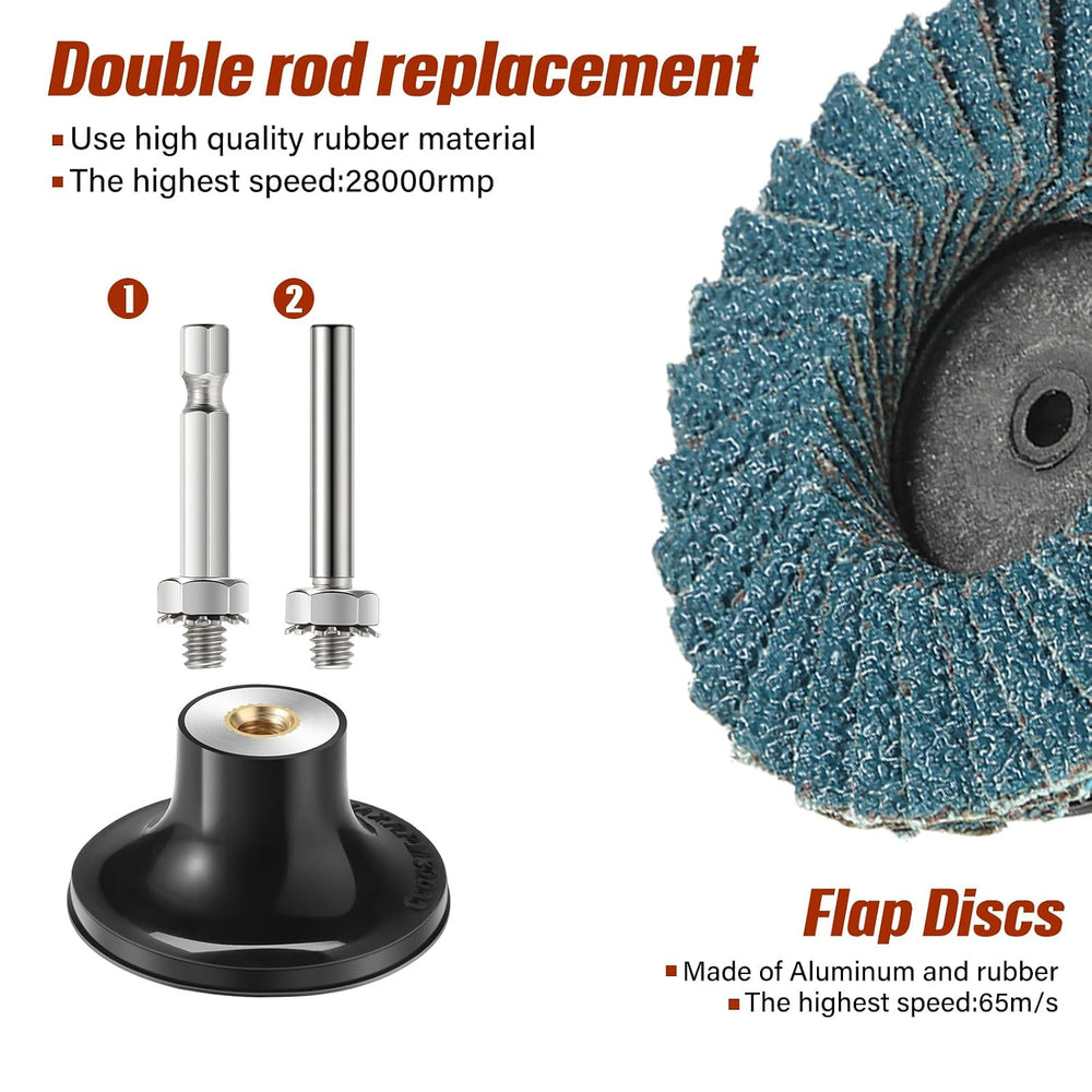 Chengu 48 Pcs 2 Inch Die Grinder Flap Disc with Pad Holde