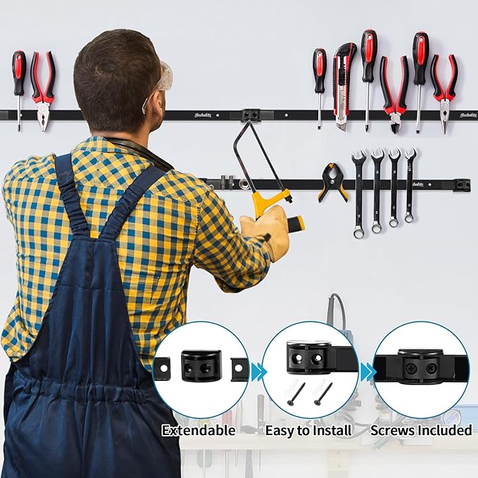 4 Pieces 18" Magnetic Tool Holder Strip, Metal Tool Organizer Rack
