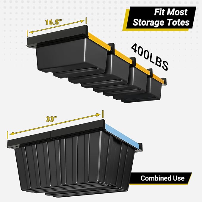 Overhead Garage Storage Rack 4-Bin, Heavy Duty Ceiling Racks w/ 400 LBS Load ...