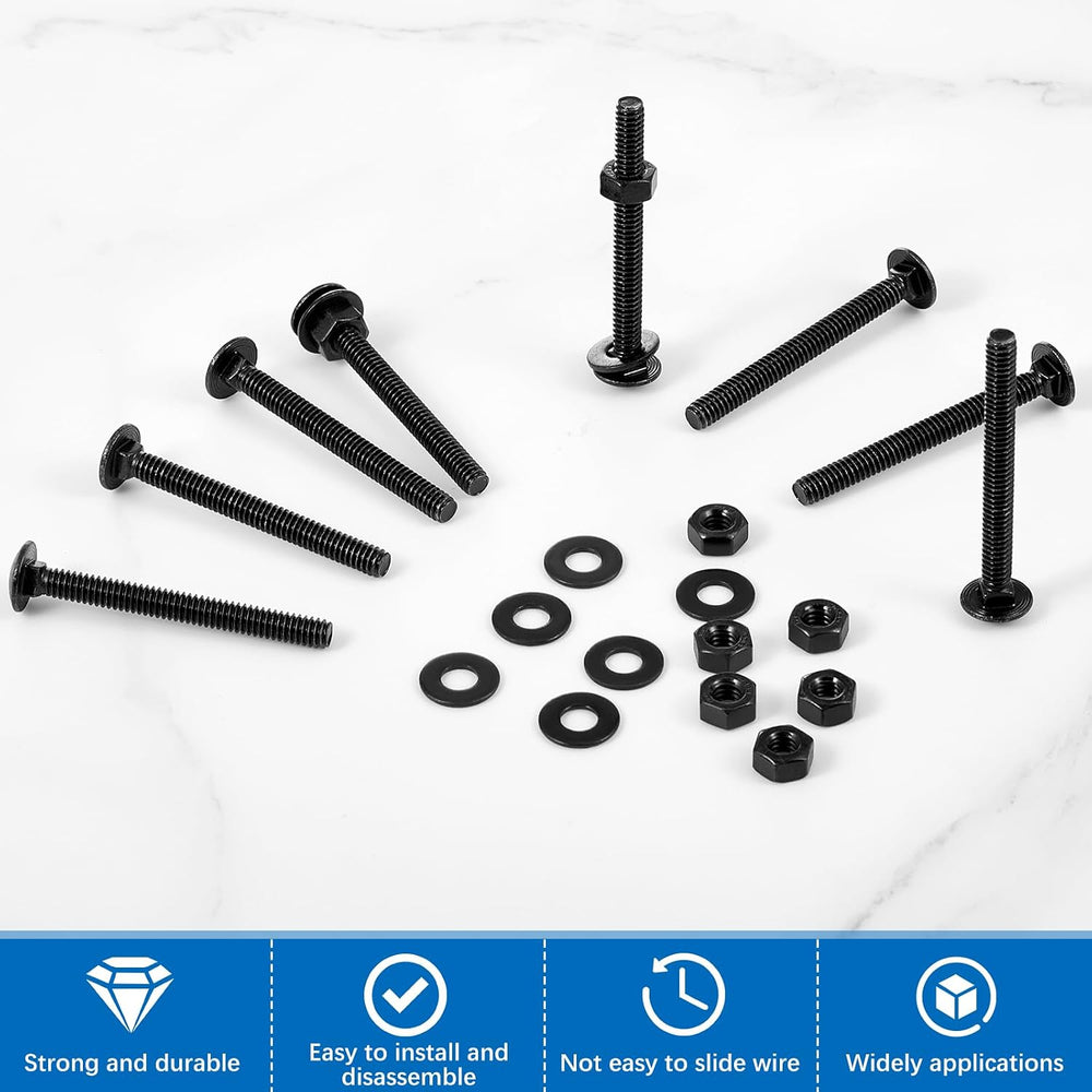 Zonon 50 Sets 1/4-20 x 2-1/2" Carriage Bolts and Nuts Kit,Black