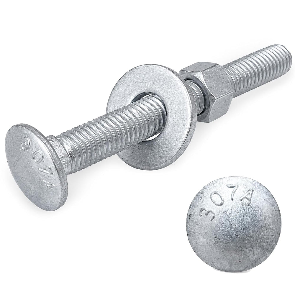 3/8" x 4" Carriage Bolt Kit 50 Pack, Grade 307A, Hot Dip Galvanized...