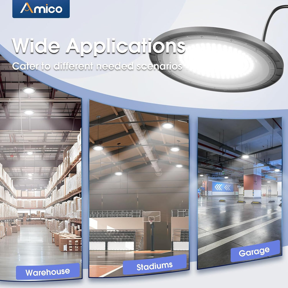 Amico 10 Pack UFO LED High Bay Light 150W 21000lm 5000K, UL Listed