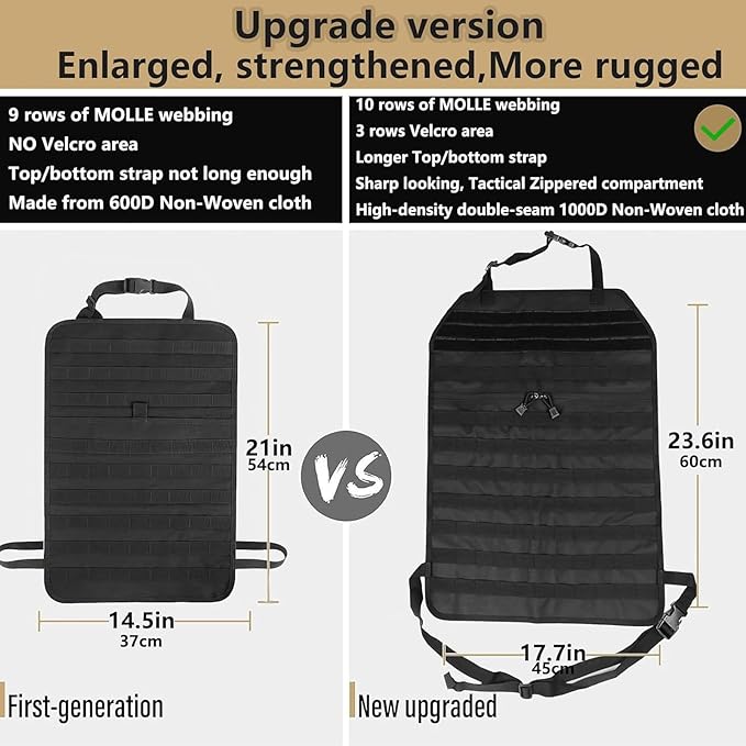 Universal Tactical Seat Back Organizer Vehicle Molle Panel Organizer Storage