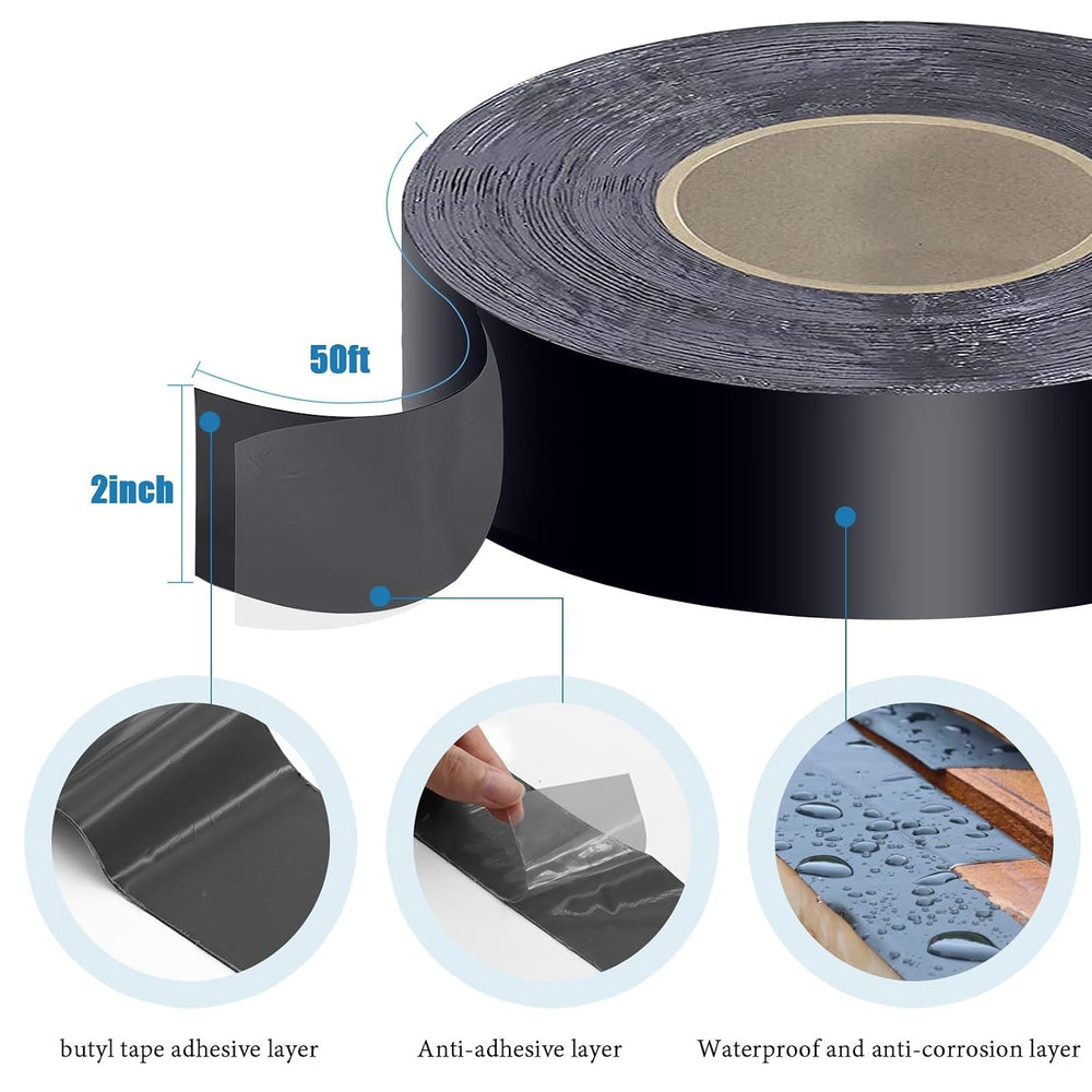 Butyl Joist Tape for Decking 2''×50', 6 Pack Weather-Resistant De...