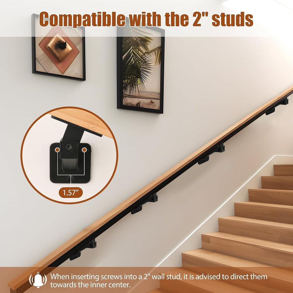 Adjustable Handrail Brackets, 6 Pack Black Swivel Hand Rail Brackets