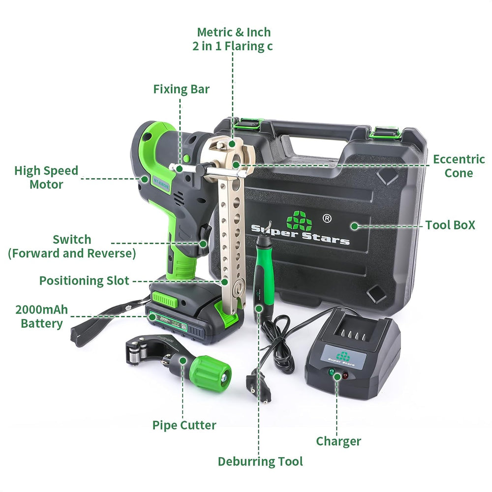 Electric Flaring Tool Kit for 1/4-3/4 in HVAC Cordless Flare Tool