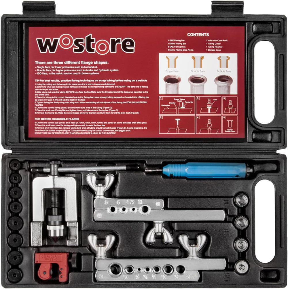 Brake Line Flare Kit, SAE Double & ISO Bubble, 7 Dies 3/16-5/8"