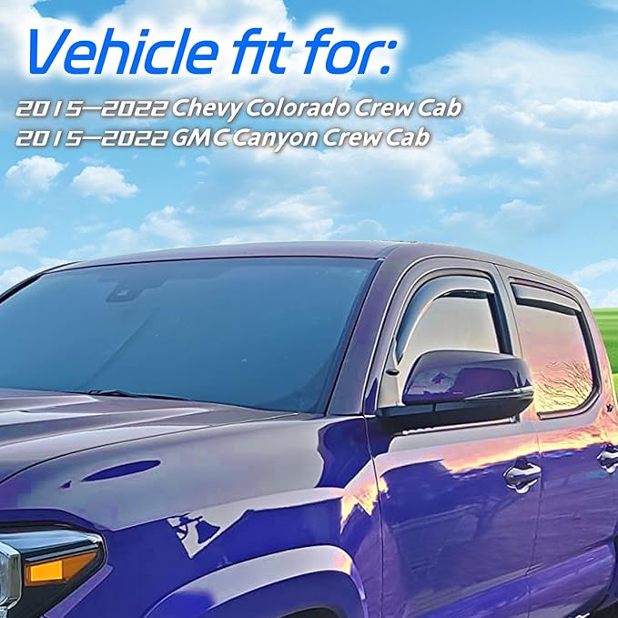 in Channel Rain Guards for 2015-2022 Chevy Colorado/GMC Canyon Crew Cab