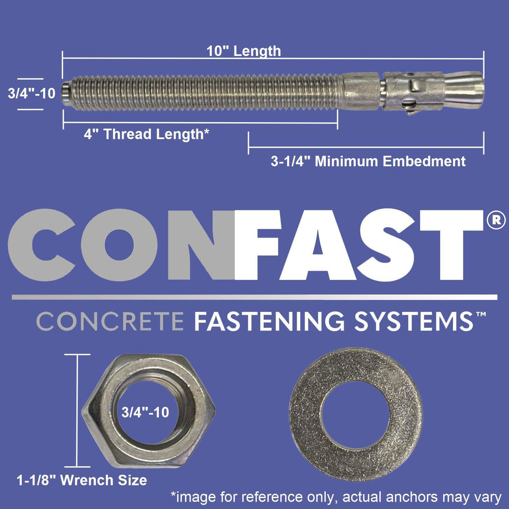 CONFAST 3/4" x 10" Galvanized Wedge Anchor (Box of 10)