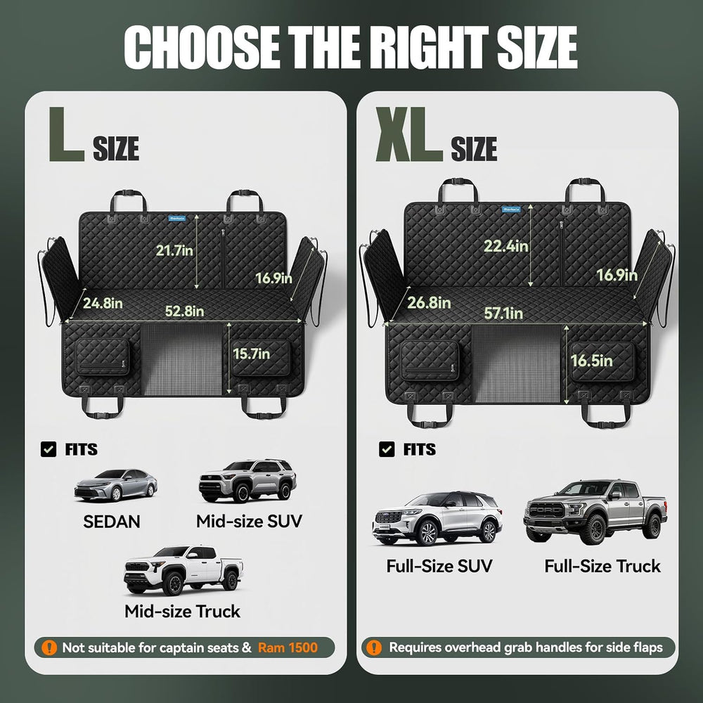 Rorhxia 3-in-1 Dog Car Seat Cover for Back Seat with Road Trip & Daily Mode