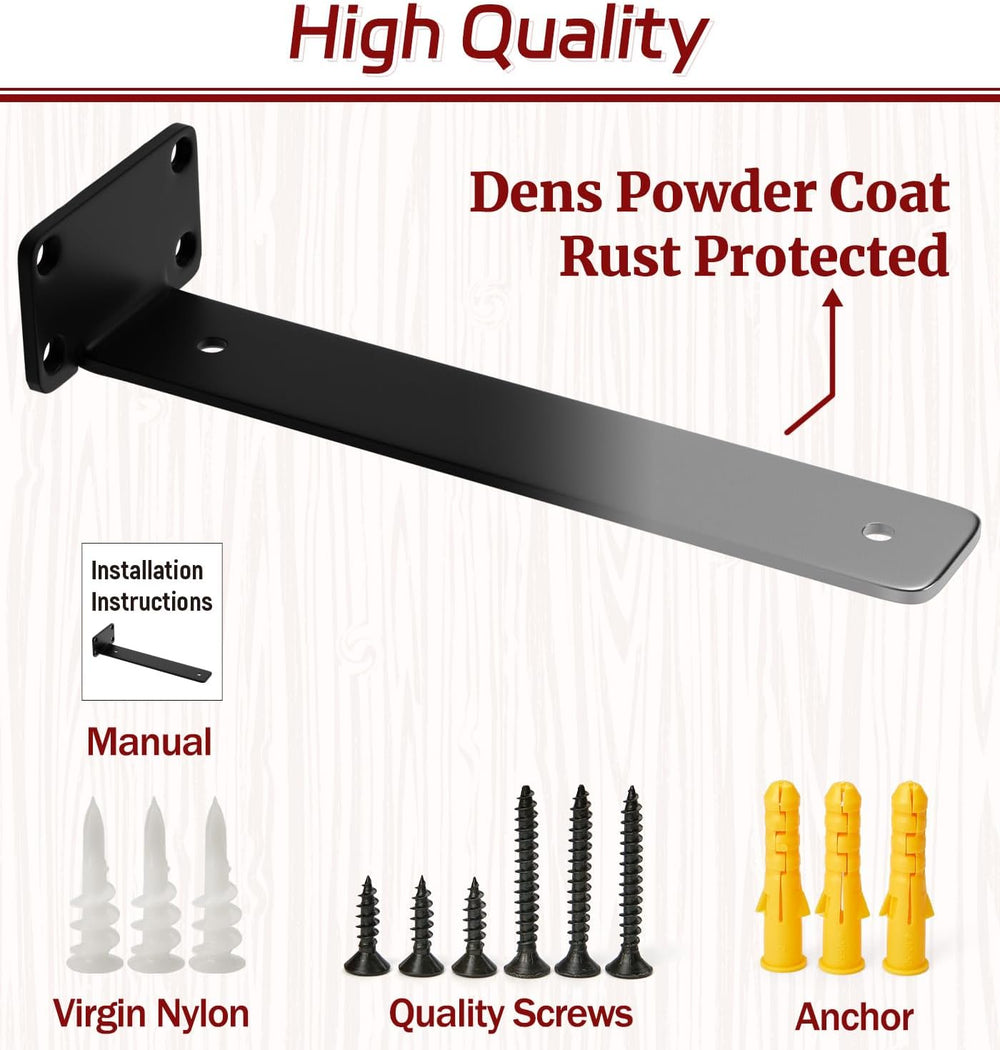10 Inch Shelf Brackets, 8 Pack Floating Shelf Bracket, 1/5" Thick