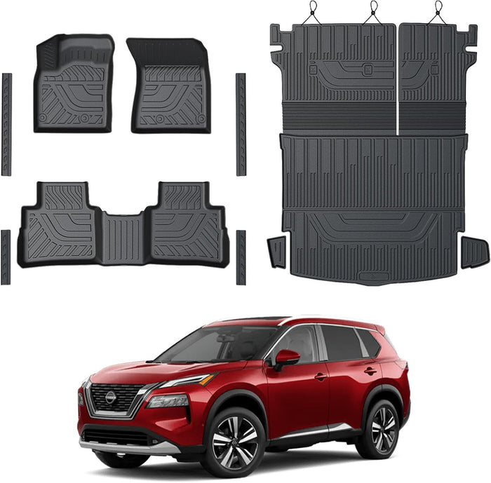 Floor Mats Set for Nissan Rogue 2025 2024-2021 Accessories, Full Coverage All