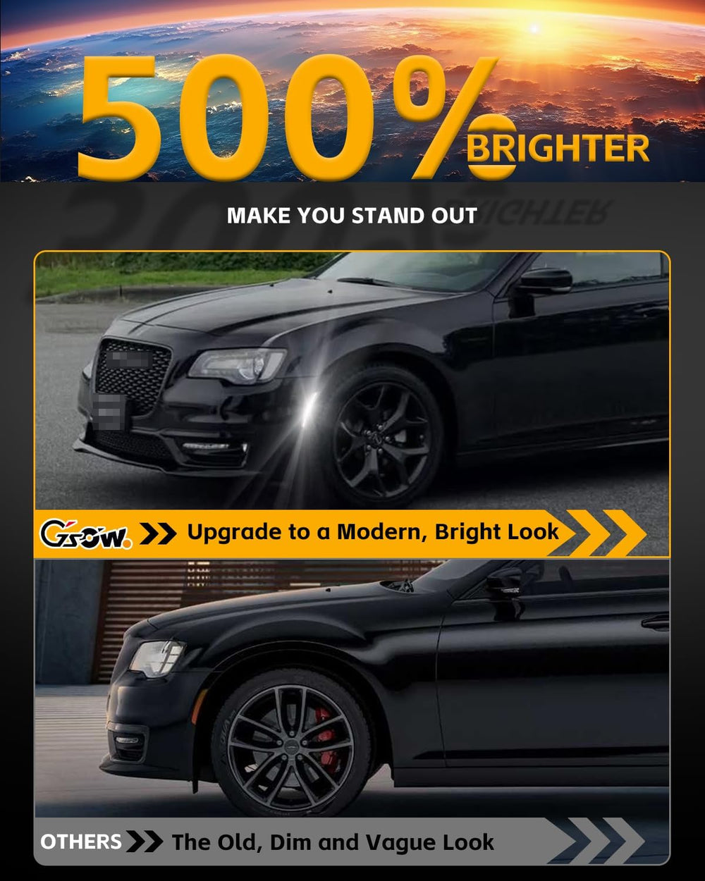 4 PCS LED Side Marker Light Kits for Chrysler 300 2015-2024, Full LED Strip W...