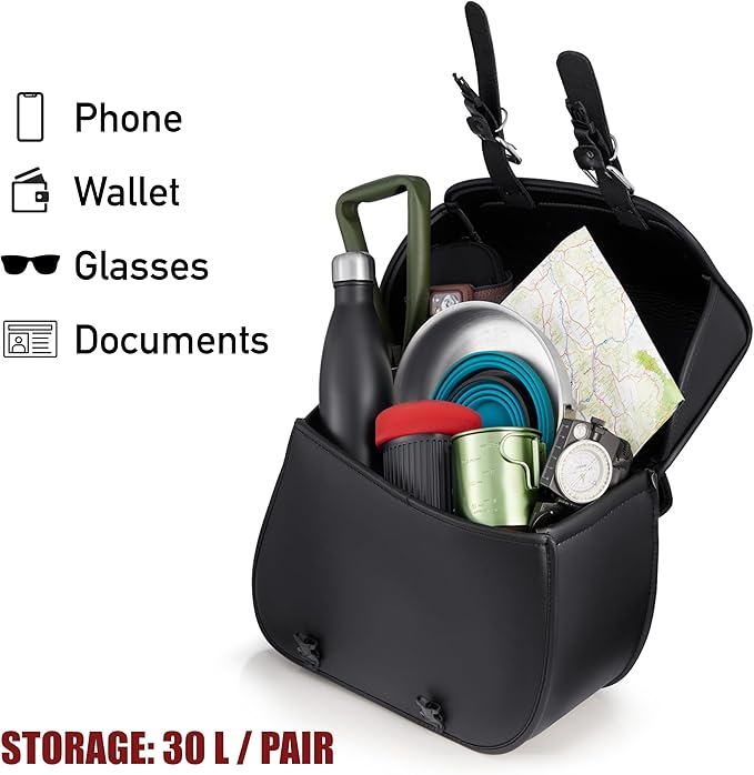 Nomad Leather Motorcycle Saddlebags Large Quick-Easy Universal Fit Throw Over
