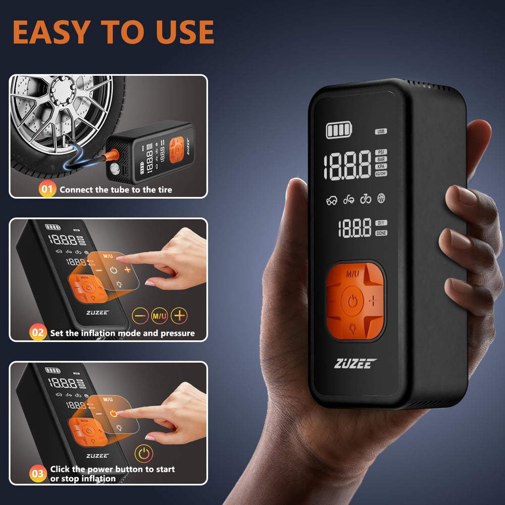 Tire Inflator Portable Air Compressor with Digital Gauge, 150 PSI Tire Pump