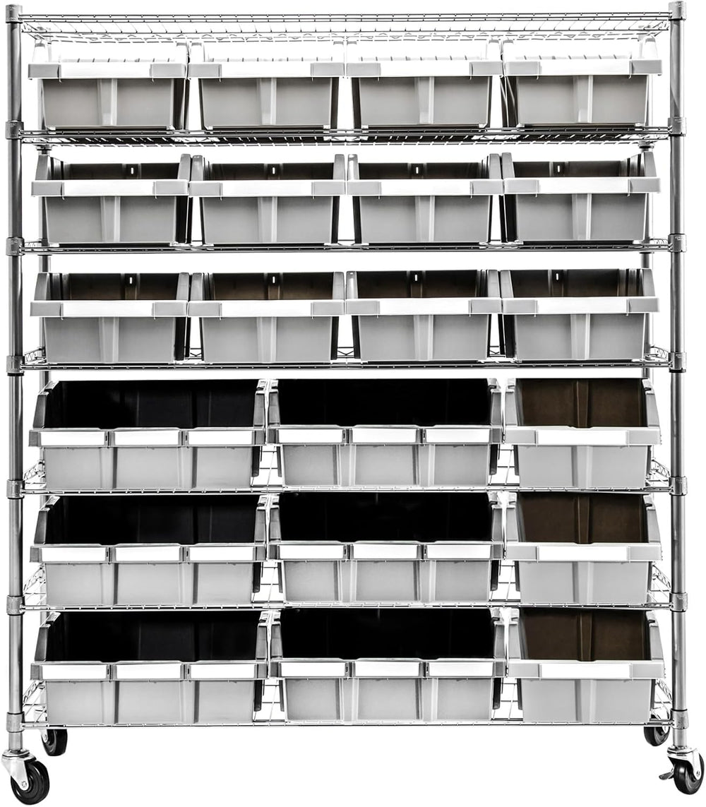Seville Classics Heavy Duty NSF Bin Rack Solid Steel Wire Shelving Storage Unit