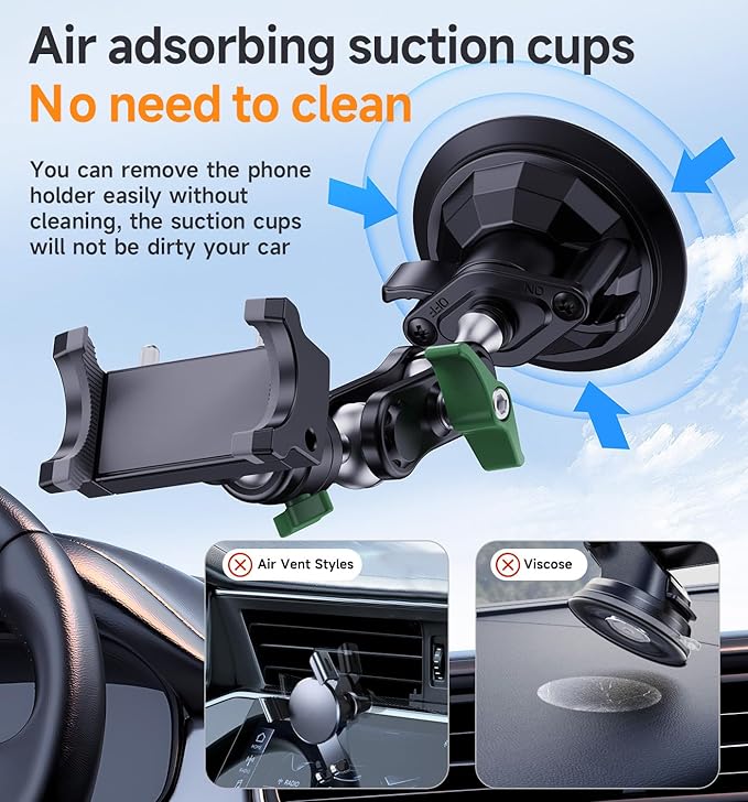MAGIC JOHN Car Phone Holder, Ultra-Durable Mteal Phone Holders