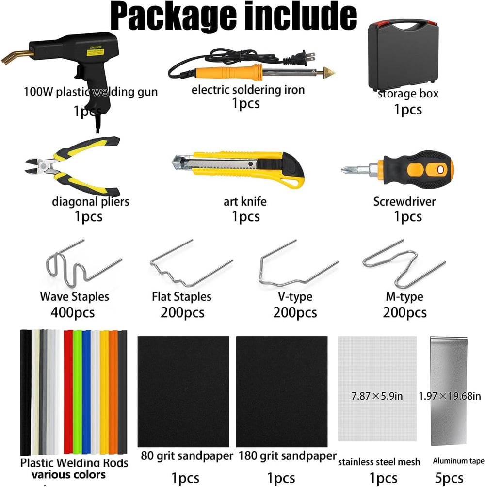 Plastic Welder,2 in 1 Plastic Welding Kit,Hot Stapler Car Bumper Repair Kit