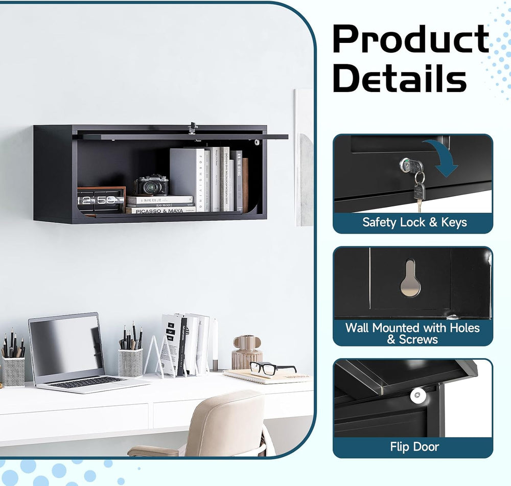MIIIKO Wall Cabinet with 1 Door, Wall Mounted Garage Tool Cabinets, Small Met...