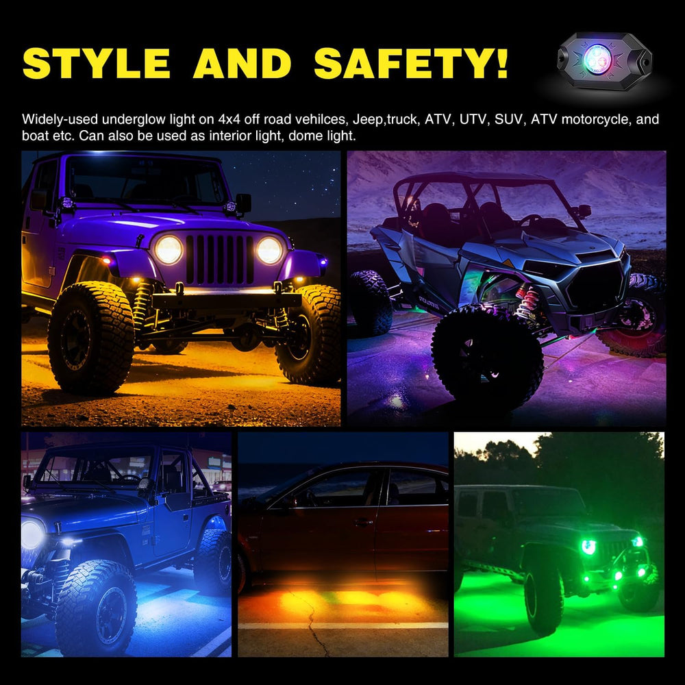 Nilight RGB LED Rock Lights Kit 10 Pods Underglow Multicolor Neon Pod