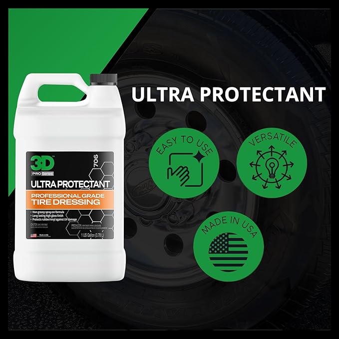 3D Ultra Protectant Tire Shine Spray – Water-Based High Gloss Tire Dressing |