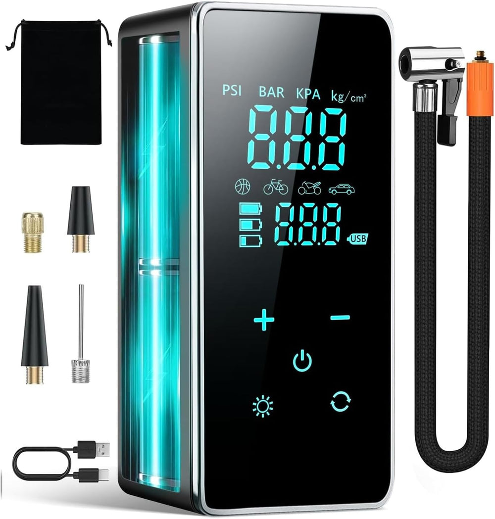 Tire Inflator Portable Air Compressor 150 PSI Cordless Bike Pump for Car.