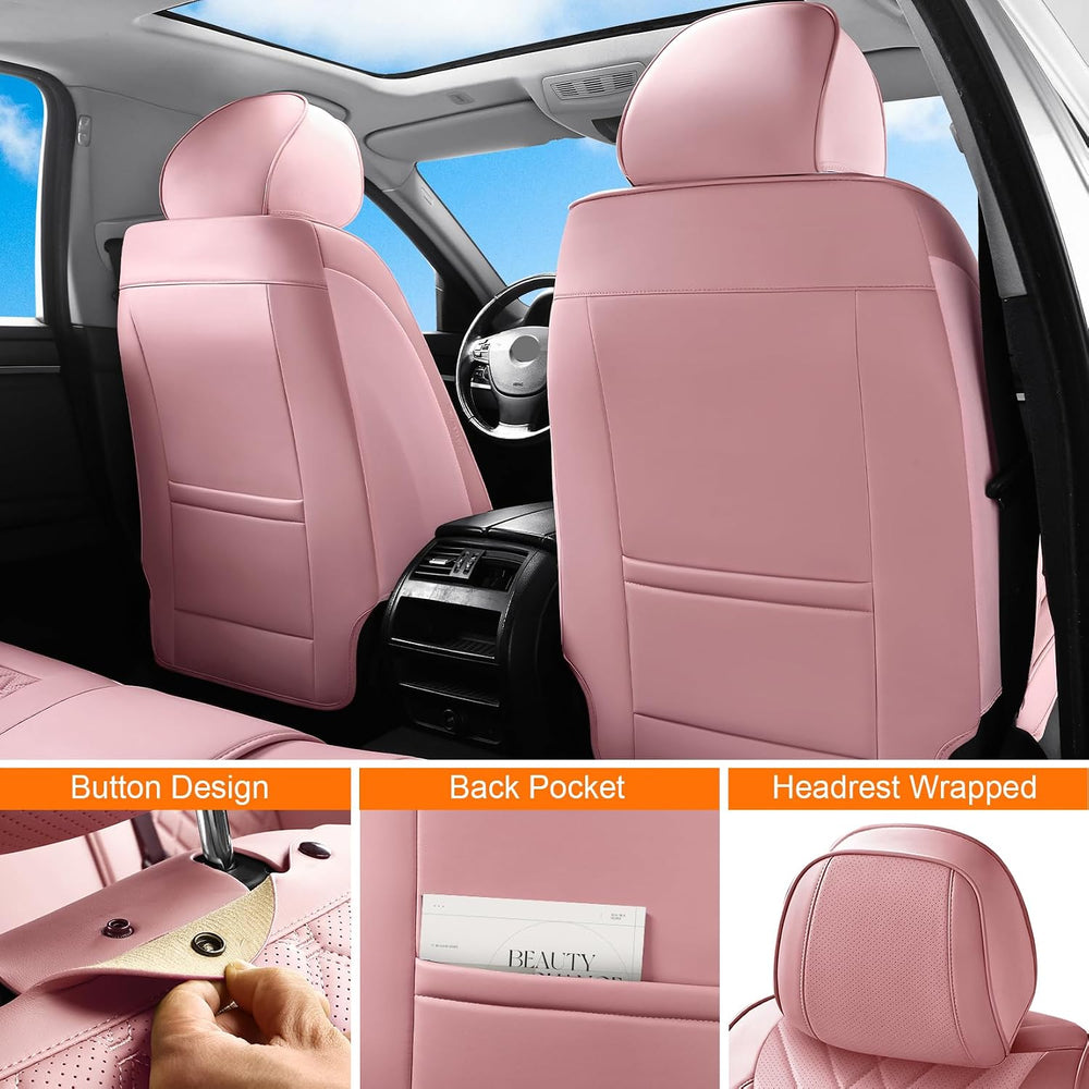 Pink Car Seat Covers Full Set Universal 5-Seater Full Coverage