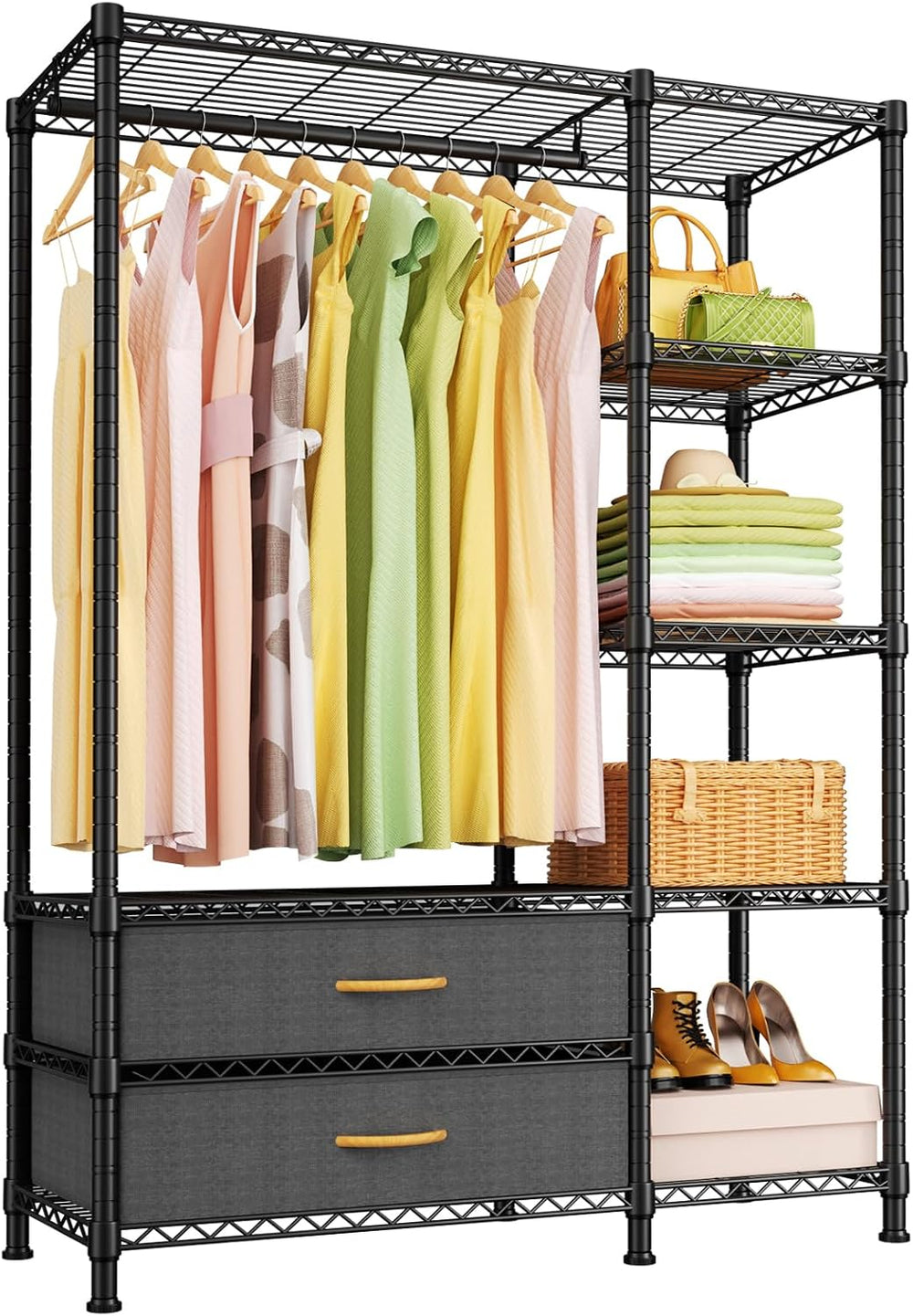 Ulif F3 Heavy Duty Clothes Rack（With Fabric Drawers）Freestanding Clothing Rac...