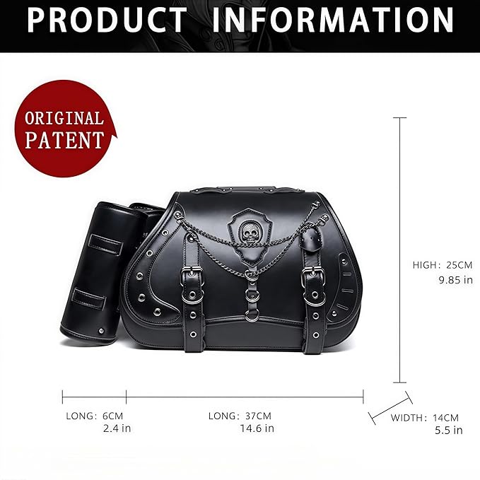 Motorcycle Saddlebags, 30L Leather Waterproof Side Saddle Bags
